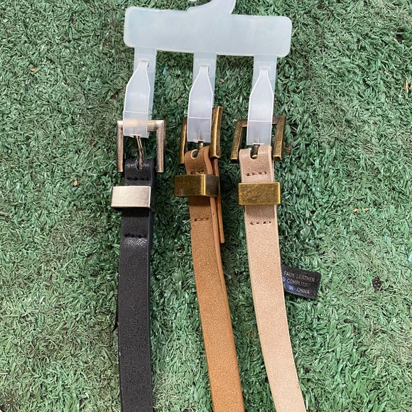 Belts | NWT Fashion Faux Leather Thin Belts - Set of 3 - Picture 1 of 3